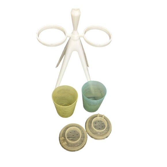 Vintage 1960s Tupperware Plastic Salt and Pepper with Stand - Picture 6 of 6